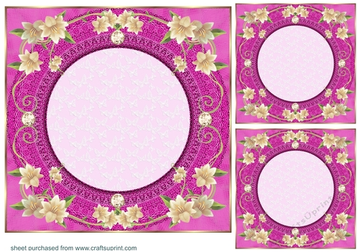 3 Pink floral card front/topper blanks 2