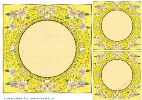 3 Yellow floral card front/topper blanks 