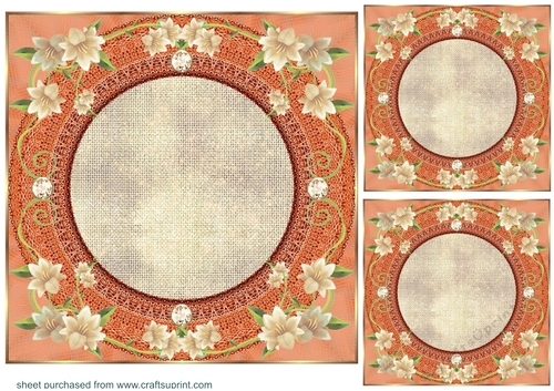 3 Orange floral card front/topper blanks 1