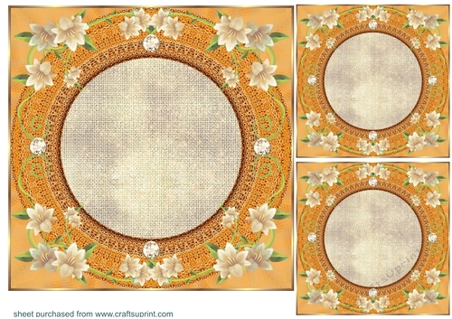 3 Orange floral card front/topper blanks 2