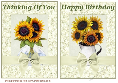 Thinking of you Happy Birthday sunflower card fronts