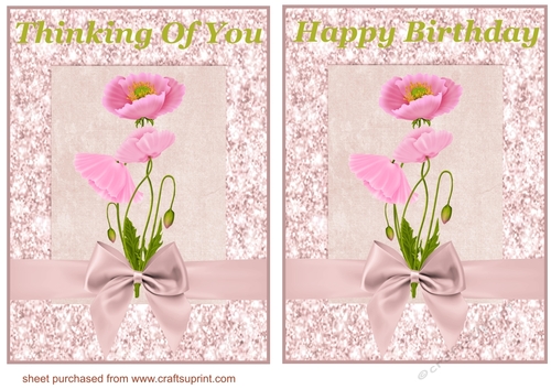 Thinking of you and Happy Birthday poppy card fronts