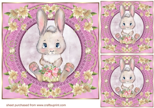 3 Floral/Easter bunny card front/toppers