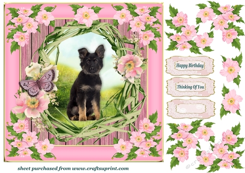 Floral wreath pup card front 1