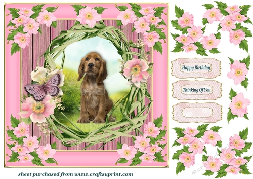 Floral wreath pup card front 2