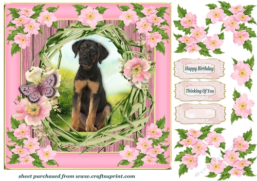 Floral wreath pup card front 3