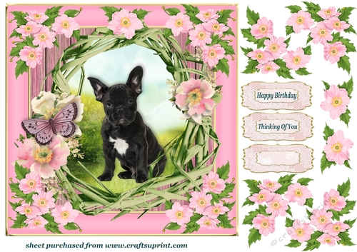 Floral wreath pup card front 4