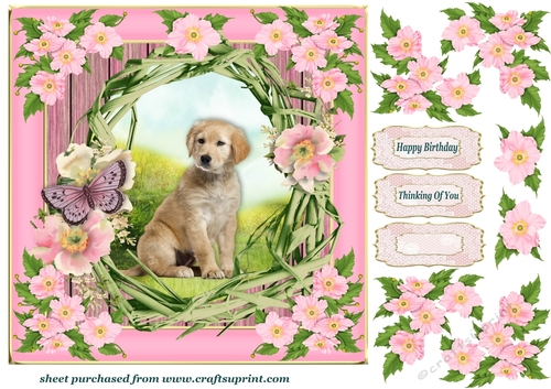 Floral wreath pup card front 5