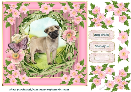 Floral wreath pup card front 7