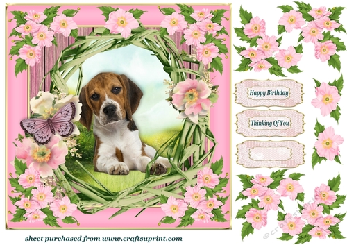 Floral wreath pup card front 9