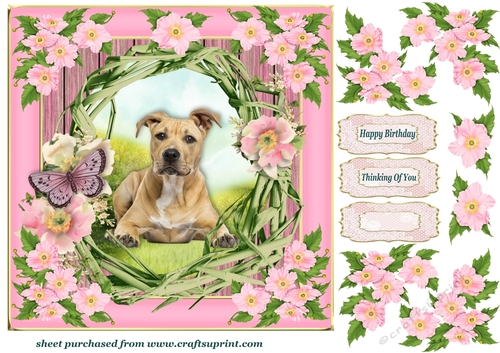 Floral wreath pup card front 10