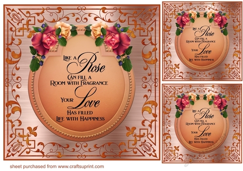 3 Rusty rose card front/toppers with verse 1