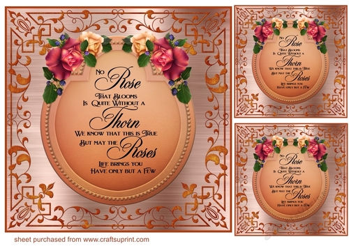 3 Rusty rose card front/toppers with verse 2