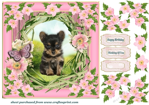 Floral pup card front F