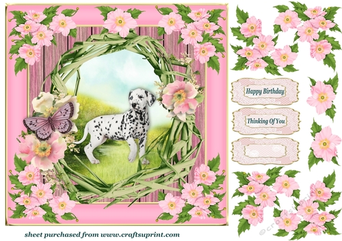 Floral pup card front H