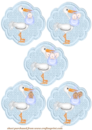 5 Stork and baby boy/s toppers