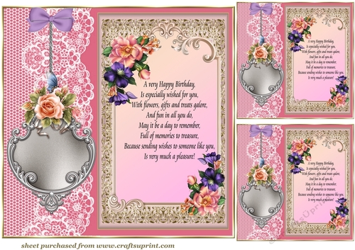 3 Birthday floral card front/toppers