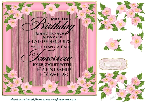 Dogwood rose Birthday verse card front 1
