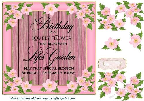 Dogwood rose Birthday verse card front 2