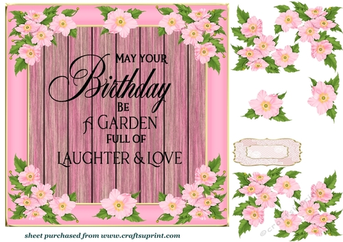Dogwood rose Birthday verse card front 3