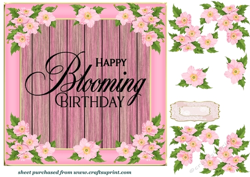 Dogwood rose Birthday verse card front 6