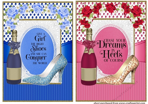 2 Shoe and champagne card fronts
