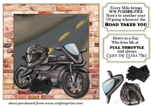 Black motor bike card front 1