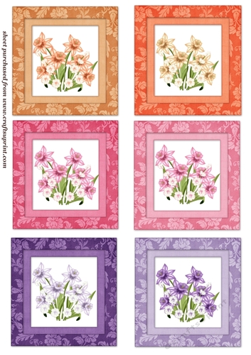 A set of 6 Assorted colour floral toppers