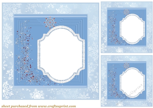3 Blue and silver Christmas card front/topper blanks