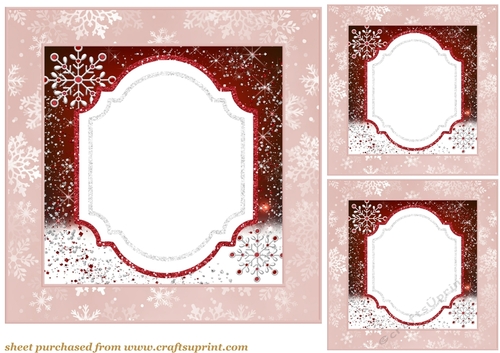 3 Pink and red Christmas card front/topper blanks