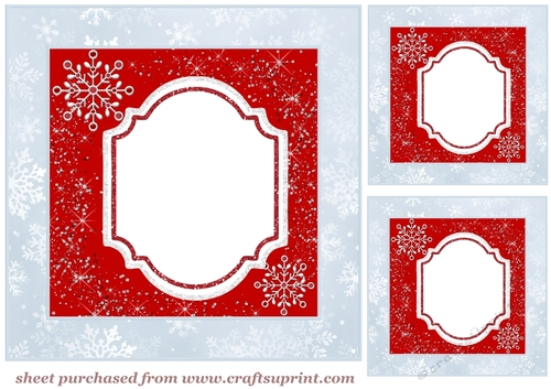 3 Red and silver Christmas card front/toppers blanks