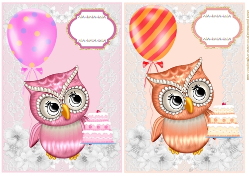2 Birthday owl card fronts