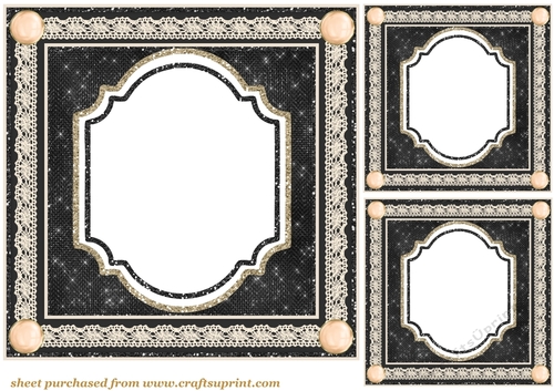 3 Black glitter card front/topper blanks