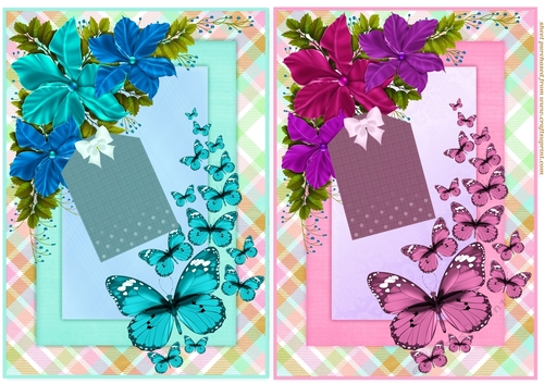 2 Floral butterfly card front/toppers