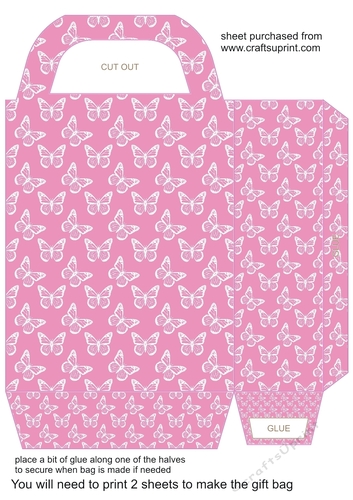 Pink with white butterfly gift bag 2
