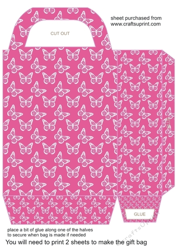 Pink with white butterfly gift bag 3