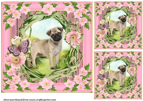 3 Floral pup card front/toppers 7