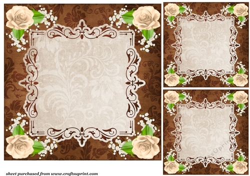 3 Beige floral card front/toppers(blanks)