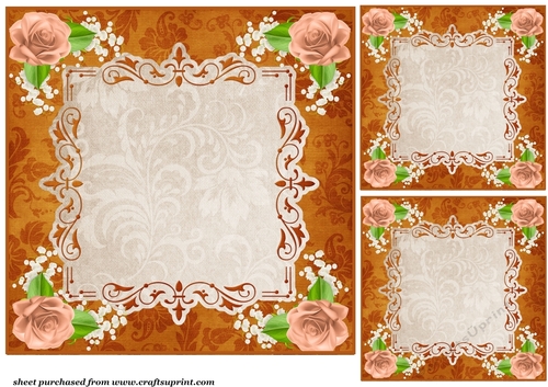 3 Orange floral card front/toppers(blanks)