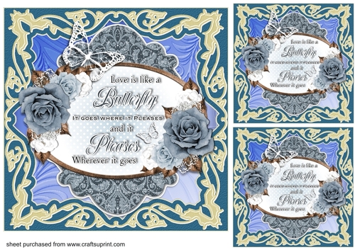 3 Love is like a butterfly card front/toppers