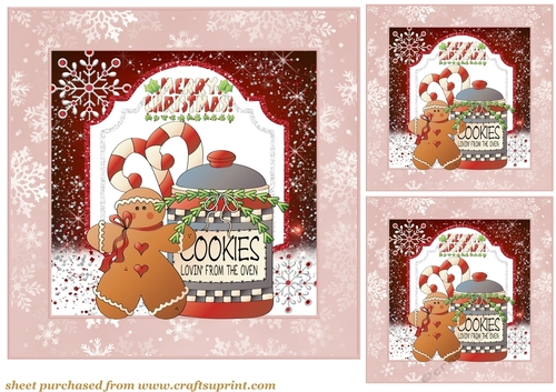 3 Christmas cookies card front/toppers