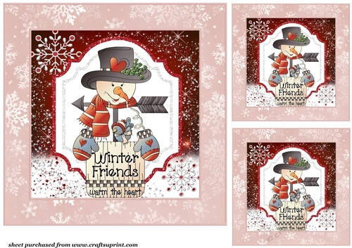 3 Christmas snowman card front/toppers(n)