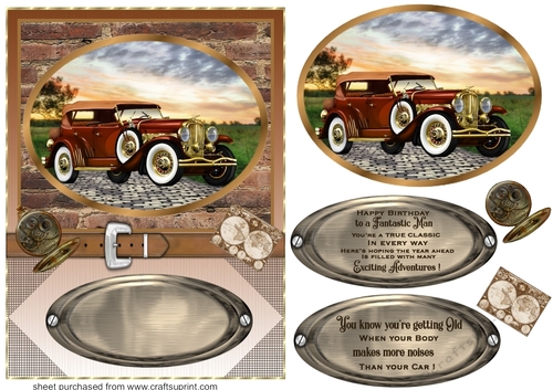 Framed vintage car card front 1 (n)