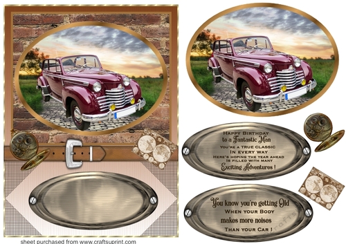 Framed vintage car card front 7(n)