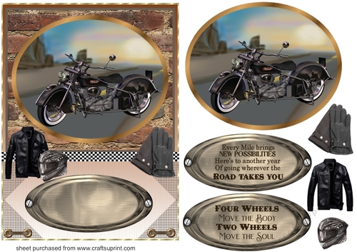 Framed motor bike card front D