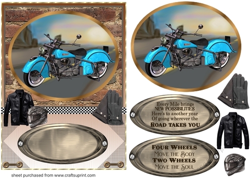 Framed motor bike card front E