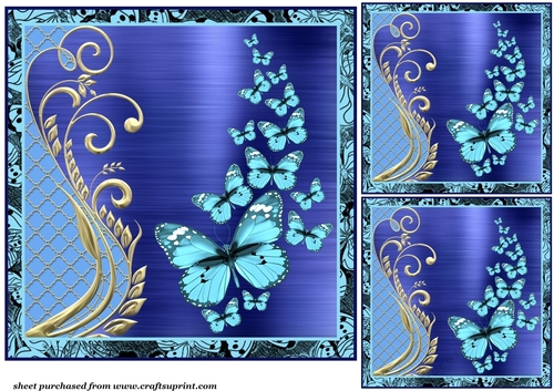 3 Blue butterfly card front/toppers 2