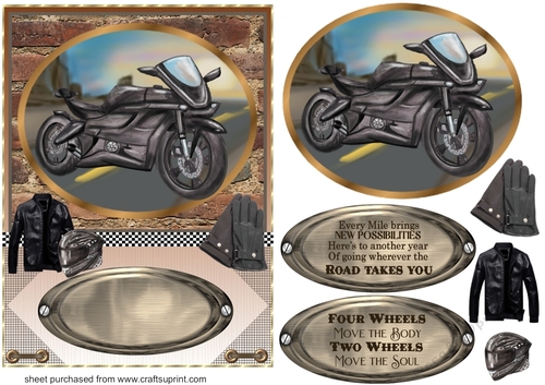 Framed motor bike card front 1