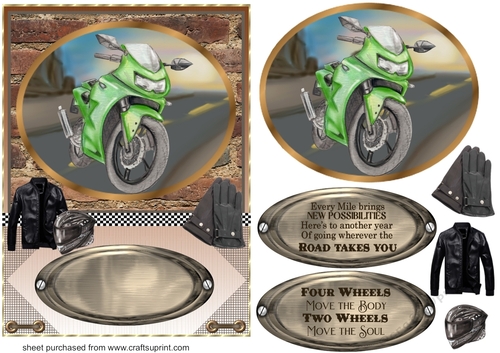 Framed motor bike card front 2