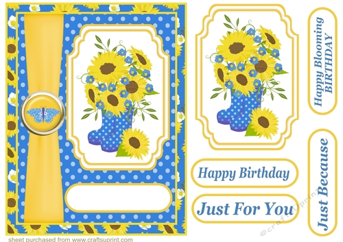 Yellow and blue sunflower card front 1